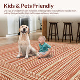 Ultra Soft Area Rug, Non Slip, Stain Resistant, Washable Area Rugs for Living Room, Bedroom, Sophisticated Woven Earth Tone Rug(Orange)