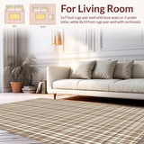 Trendy Beige Checkered for Chic Home Aesthetics(Brown)
