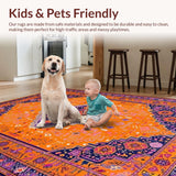 Ultra Soft Area Rug, Non Slip, Stain Resistant, Washable Area Rugs for Living Room, Bedroom, Chic Modern Layered Textures(Orange)