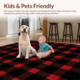 Ultra Soft Area Rug, Non Slip, Stain Resistant, Washable Area Rugs for Living Room, Bedroom, Rustic Monochrome Striped Charm(Red)