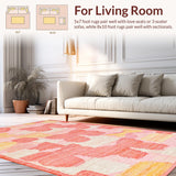 Ultra Soft Area Rug, Non Slip, Stain Resistant, Washable Area Rugs for Living Room, Bedroom, Cute Bow Accent Coral Pink Fluffy Carpet Decor(Pink)