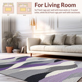 Ultra Soft Area Rug, Non Slip, Stain Resistant, Washable Area Rugs for Living Room, Bedroom, Refined Textured Artful Aesthetic(Purple)