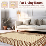 Ultra Soft Area Rug, Non Slip, Stain Resistant, Washable Area Rugs for Living Room, Bedroom, Rustic Creamy Geometric Harmony(Beige)