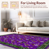 Ultra Soft Area Rug, Non Slip, Stain Resistant, Washable Area Rugs for Living Room, Bedroom, Playful Mardi Gras Color Palette(Purple)