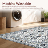Ultra Soft Area Rug, Non Slip, Stain Resistant, Washable Area Rugs for Living Room, Bedroom, Rustic Vintage Tiled Pattern(White)