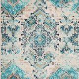 Ultra Soft Area Rug, Non Slip, Stain Resistant, Washable Area Rugs for Living Room, Bedroom, Stylish Vintage Medallion Touches(White)