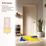 Ultra Soft Area Rug, Non Slip, Stain Resistant, Washable Area Rugs for Living Room, Bedroom, Sophisticated Multi-Tone Abstract Look(Yellow)