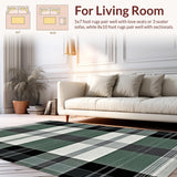 Ultra Soft Area Rug, Non Slip, Stain Resistant, Washable Area Rugs for Living Room, Bedroom, Chic Rustic Plaid Aesthetic(Gray)