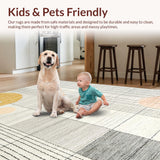 Ultra Soft Area Rug, Non Slip, Stain Resistant, Washable Area Rugs for Living Room, Bedroom, Sleek Modern Curved Texture(Gray)