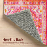 Ultra Soft Area Rug, Non Slip, Stain Resistant, Washable Area Rugs for Living Room, Bedroom, Rustic Textured Geometric Palette(Pink)
