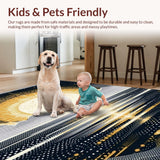 Ultra Soft Area Rug, Non Slip, Stain Resistant, Washable Area Rugs for Living Room, Bedroom, Whimsical Black Sunshine Pattern(Gold)