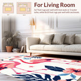Ultra Soft Area Rug, Non Slip, Stain Resistant, Washable Area Rugs for Living Room, Bedroom, Vibrant Whimsical Bird Design(White)