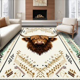 Ultra Soft Area Rug, Non Slip, Stain Resistant, Washable Area Rugs for Living Room, Bedroom, Warm Toned Festive Motif(Brown)