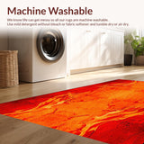 Ultra Soft Area Rug, Non Slip, Stain Resistant, Washable Area Rugs for Living Room, Bedroom, Chic Abstract Flame Aesthetic Fusion(Orange)