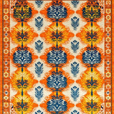 Ultra Soft Area Rug, Non Slip, Stain Resistant, Washable Area Rugs for Living Room, Bedroom, Lively Orange and Blue Funky Design(Orange)