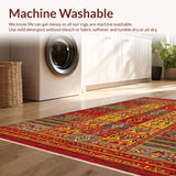 Ultra Soft Area Rug, Non Slip, Stain Resistant, Washable Area Rugs for Living Room, Bedroom, Rustic Multicolored Braided Texture(Red)