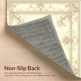 Ivory Beige Baroque Medallion Decorative Scroll Motifs(Beige)