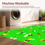 Ultra Soft Area Rug, Non Slip, Stain Resistant, Washable Area Rugs for Living Room, Bedroom, Colorful Bee Artistry Rug(Green)
