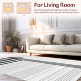 Ultra Soft Area Rug, Non Slip, Stain Resistant, Washable Area Rugs for Living Room, Bedroom, Modern Striped Lines Rug with Graphic Contrast, Minimalist Dash Pattern Accent(Black)