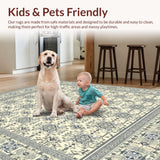 Ultra Soft Area Rug, Non Slip, Stain Resistant, Washable Area Rugs for Living Room, Bedroom, & Non Shedding Grey Beige(Beige)
