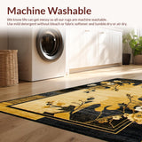 Ultra Soft Area Rug, Non Slip, Stain Resistant, Washable Area Rugs for Living Room, Bedroom, Luxurious Geometric Green Accents(Gold)
