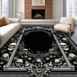 Ultra Soft Area Rug, Non Slip, Stain Resistant, Washable Area Rugs for Living Room, Bedroom, Gothic Black Skull Aesthetic(Black)
