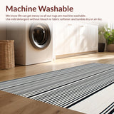 Ultra Soft Area Rug, Non Slip, Stain Resistant, Washable Area Rugs for Living Room, Bedroom, Minimalist Two Tone Rug with Crisp Parallel Stripes and Subtle Texture(Black)