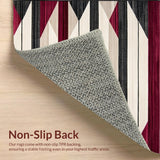Ultra Soft Area Rug, Non Slip, Stain Resistant, Washable Area Rugs for Living Room, Bedroom, Geometric Spark Round Beige/Burgundy(Red)