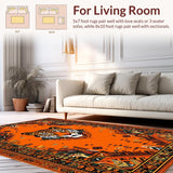Ultra Soft Area Rug, Non Slip, Stain Resistant, Washable Area Rugs for Living Room, Bedroom, Wild Jungle Inspired Decor(Orange)