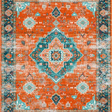 Ultra Soft Area Rug, Non Slip, Stain Resistant, Washable Area Rugs for Living Room, Bedroom, Whimsical Geometric Orange Design(Orange)