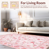 Ultra Soft Area Rug, Non Slip, Stain Resistant, Washable Area Rugs for Living Room, Bedroom, Enchanting Circular Petal Pattern(Pink)