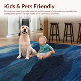 Ultra Soft Area Rug, Non Slip, Stain Resistant, Washable Area Rugs for Living Room, Bedroom, Geometric Spotted Ocean Rug(Blue)