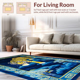 Ultra Soft Area Rug, Non Slip, Stain Resistant, Washable Area Rugs for Living Room, Bedroom, Cultural Woolen Entryway Doormat for Artistic Homes(Blue)