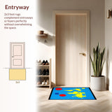 Ultra Soft Area Rug, Non Slip, Stain Resistant, Washable Area Rugs for Living Room, Bedroom, Vibrant Geometric Alphabetic Elements(Blue)