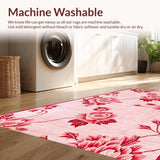 Ultra Soft Area Rug, Non Slip, Stain Resistant, Washable Area Rugs for Living Room, Bedroom, Fluffy Romantic Blossom Arrangement(Pink)