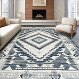 Ultra Soft Area Rug, Non Slip, Stain Resistant, Washable Area Rugs for Living Room, Bedroom, Transitional Cozy Block Print(Gray)