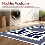 Ultra Soft Area Rug, Non Slip, Stain Resistant, Washable Area Rugs for Living Room, Bedroom, Rustic Neutral Trellis Composition(Blue)