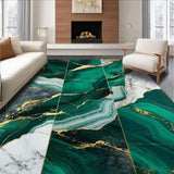 Ultra Soft Area Rug, Non Slip, Stain Resistant, Washable Area Rugs for Living Room, Bedroom, Luxe Gold Marble Aesthetic Fusion(Green)