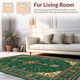 Ultra Soft Area Rug, Non Slip, Stain Resistant, Washable Area Rugs for Living Room, Bedroom, Rustic Tiled Aesthetic in Earth Tones(Green)