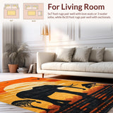Ultra Soft Area Rug, Non Slip, Stain Resistant, Washable Area Rugs for Living Room, Bedroom, Abstract Earthy Sunset Imagery(Orange)