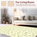 Ultra Soft Area Rug, Non Slip, Stain Resistant, Washable Area Rugs for Living Room, Bedroom, Tranquil Daisy Motif Area Duo Beige Cushioned Comfort Mat(Ivory)