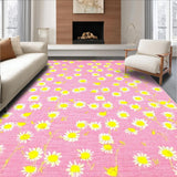 Ultra Soft Area Rug, Non Slip, Stain Resistant, Washable Area Rugs for Living Room, Bedroom, Vibrant Cheerful Petal Composition(Pink)