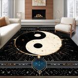 Ultra Soft Area Rug, Non Slip, Stain Resistant, Washable Area Rugs for Living Room, Bedroom, Lively Yin Yang Artistic Fusion(Black)