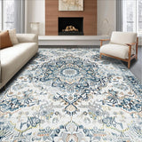 Ultra Soft Area Rug, Non Slip, Stain Resistant, Washable Area Rugs for Living Room, Bedroom, Vintage Floral Grey Aesthetic(White)