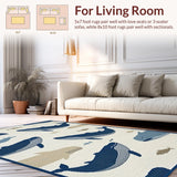 Ultra Soft Area Rug, Non Slip, Stain Resistant, Washable Area Rugs for Living Room, Bedroom, Serene Nautical Palette Composition(Blue)