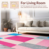 Ultra Soft Area Rug, Non Slip, Stain Resistant, Washable Area Rugs for Living Room, Bedroom, Joyful Colorful Educational Elements(Pink)