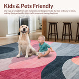 Ultra Soft Area Rug, Non Slip, Stain Resistant, Washable Area Rugs for Living Room, Bedroom, Elegant Grey Pink Geometric Fusion(Gray)