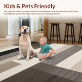 Ultra Soft Area Rug, Non Slip, Stain Resistant, Washable Area Rugs for Living Room, Bedroom, Dynamic Earthtone Linear Motif(Beige)