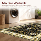 Ultra Soft Area Rug, Non Slip, Stain Resistant, Washable Area Rugs for Living Room, Bedroom, Rustic Tiled Pattern Diversity(Black)