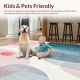 Ultra Soft Area Rug, Non Slip, Stain Resistant, Washable Area Rugs for Living Room, Bedroom, Boho Classroom Pastel Circle Time Play Mat(Red)